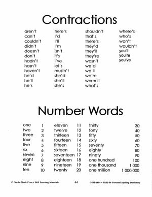 Personal Spelling Dictionary Grades 2-5