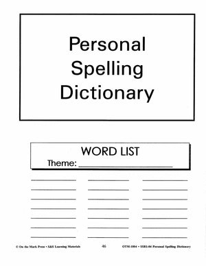 Personal Spelling Dictionary Grades 2-5
