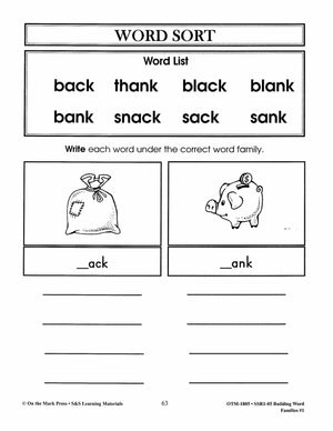 Word Families: Short Vowels Grades 1-2