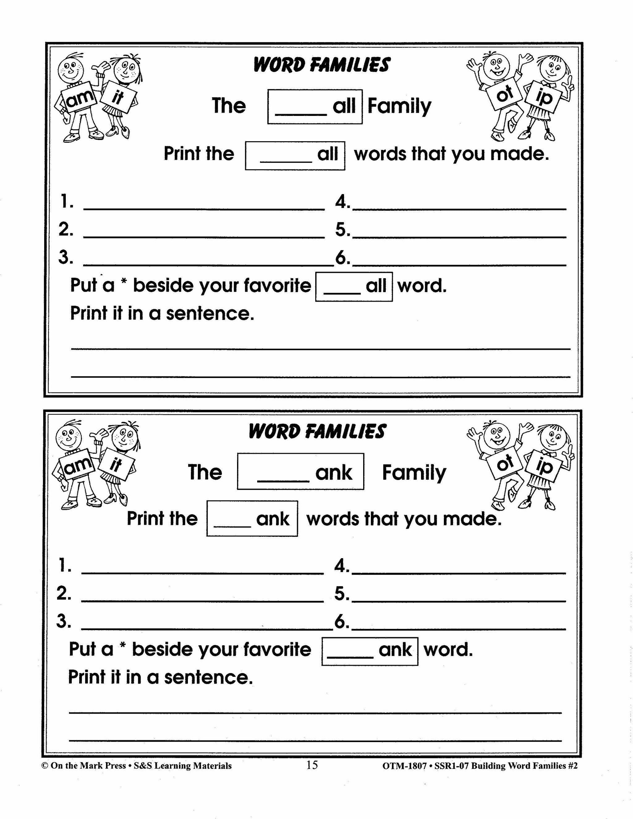 Word Families: Long Vowels Grades 1-2