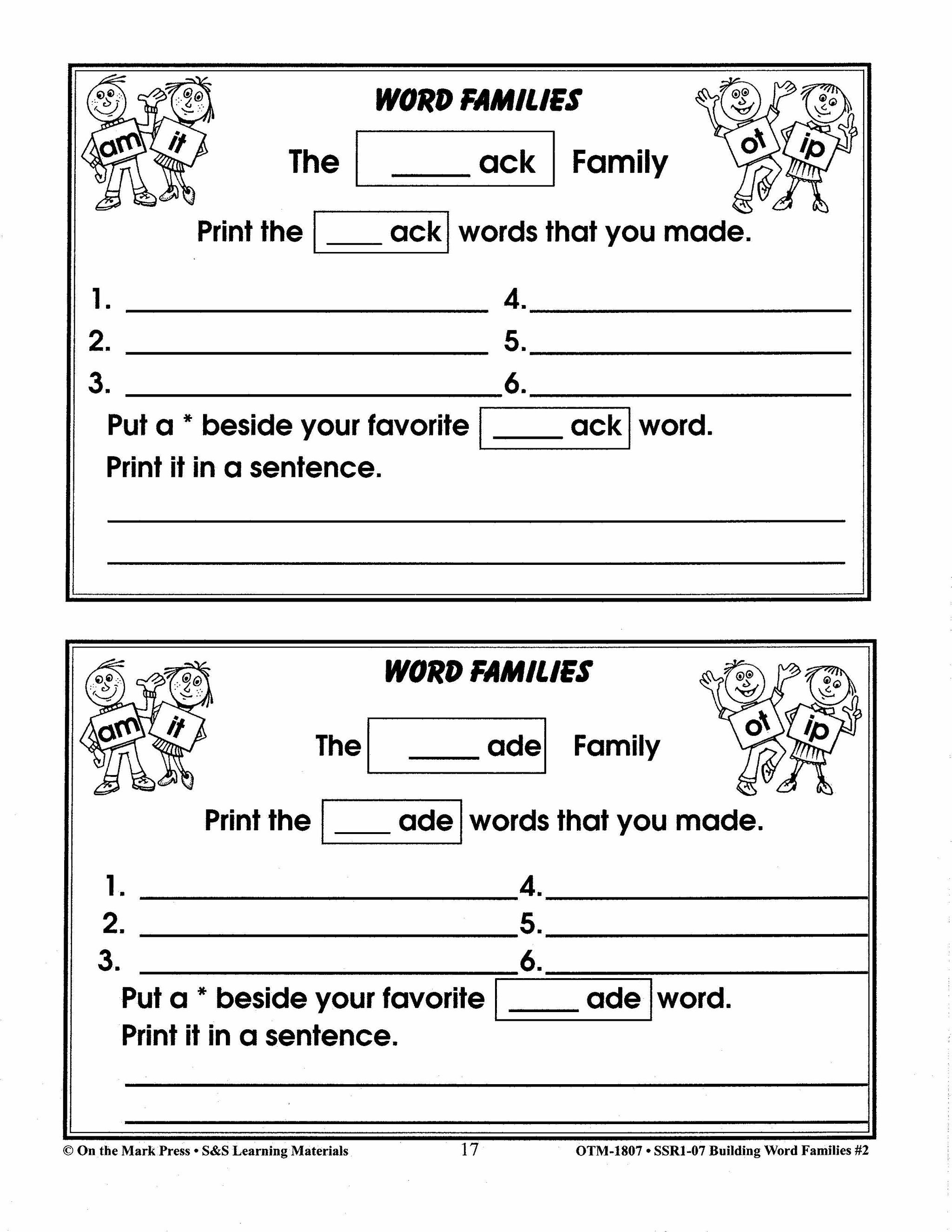 Word Families: Long Vowels Grades 1-2