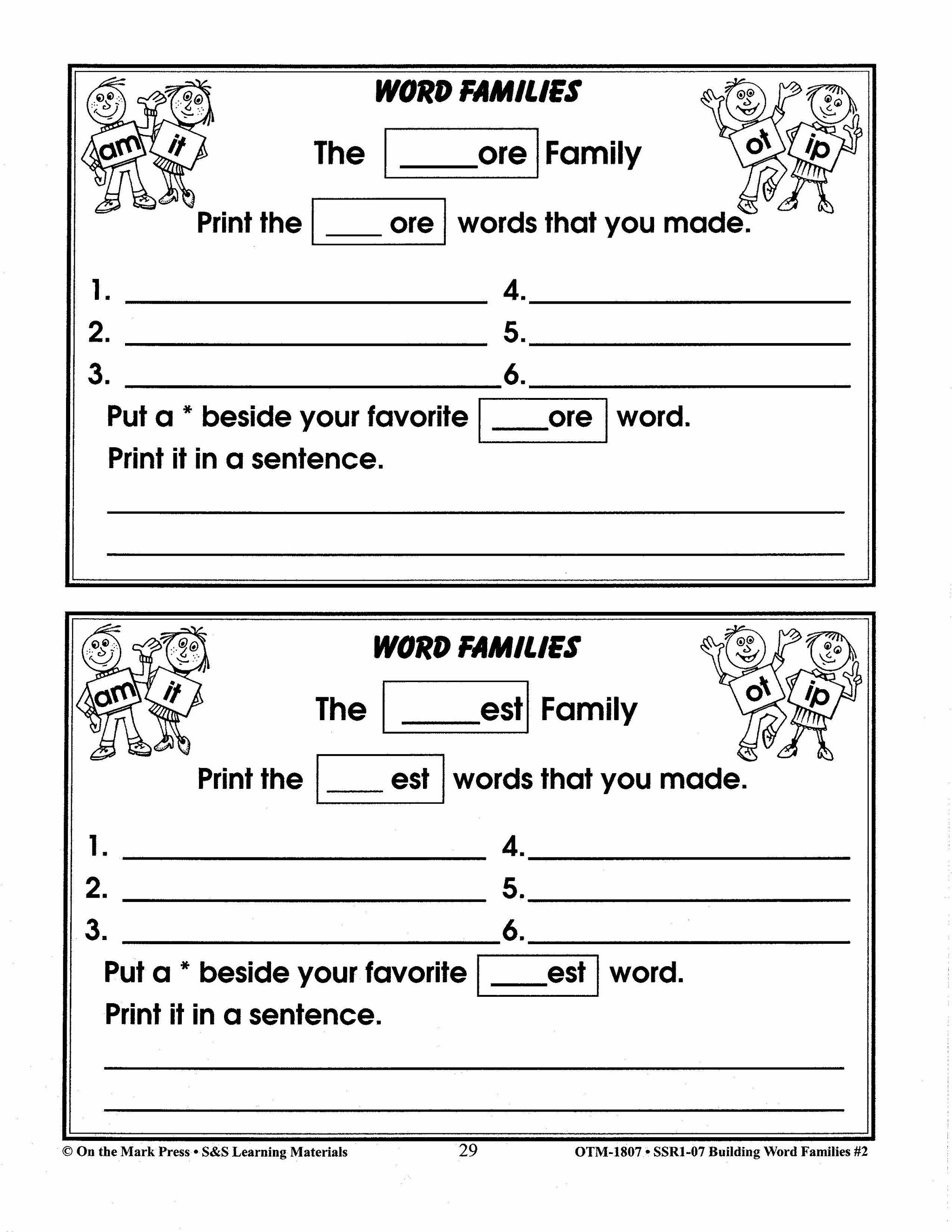 Word Families: Long Vowels Grades 1-2