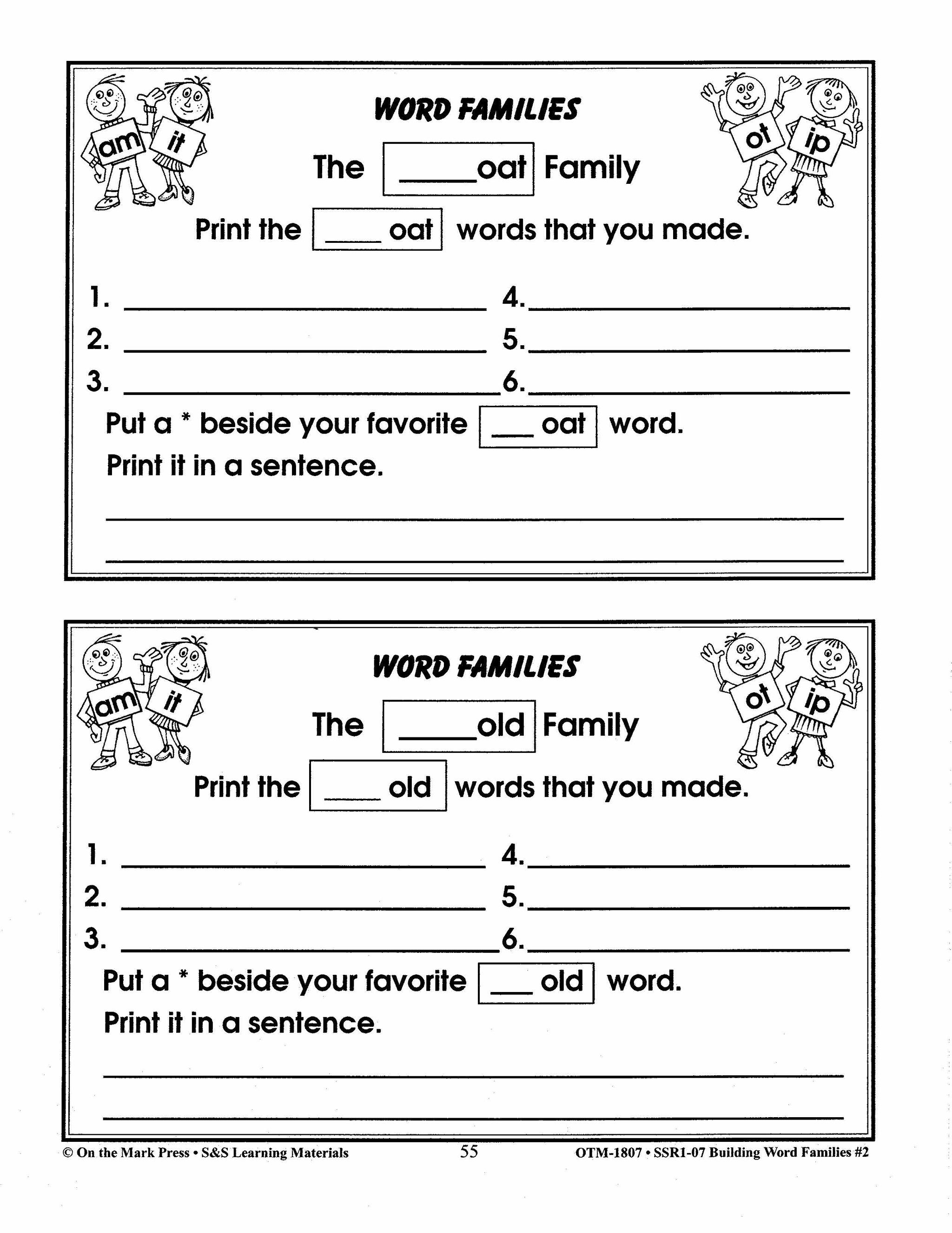 Word Families: Long Vowels Grades 1-2