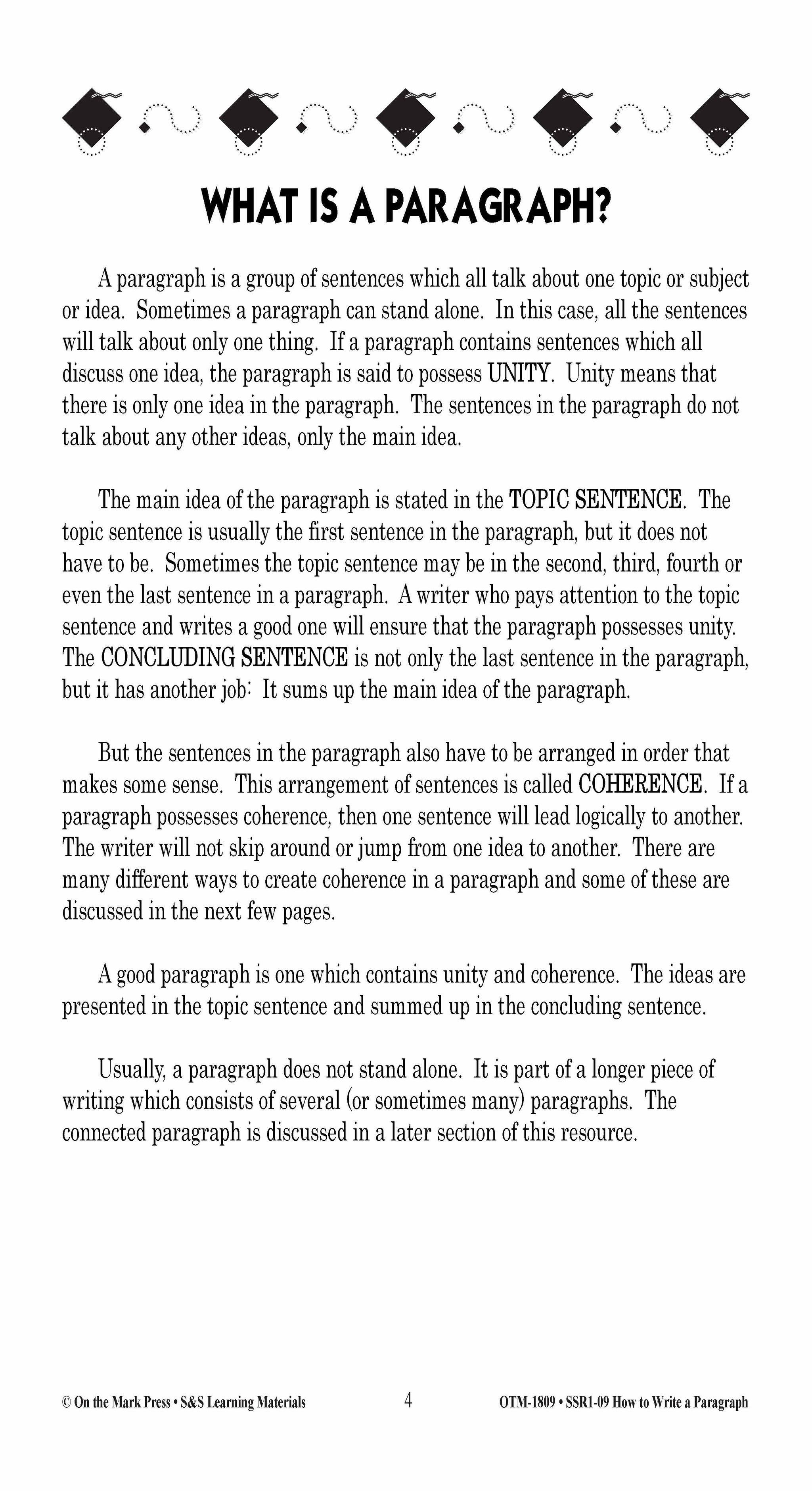 How to Write a Paragraph Grades 5-10