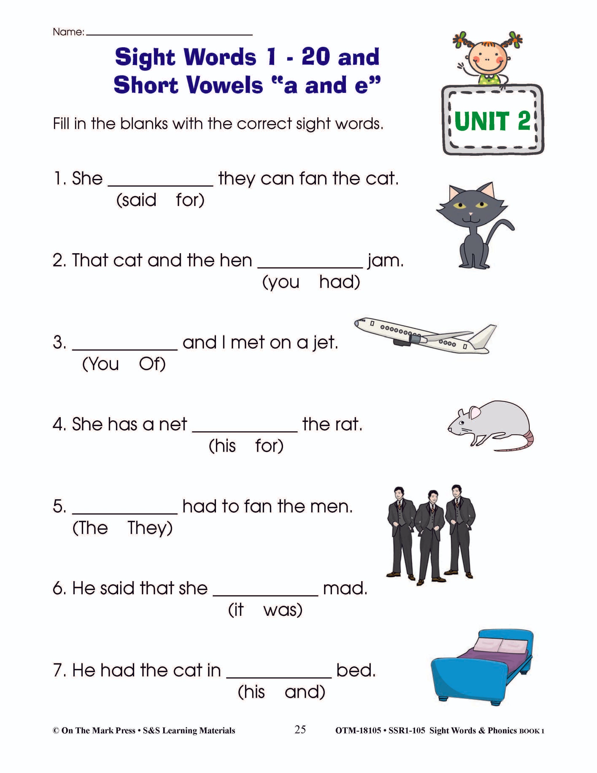 Sight Words & Phonics Book 1 Grades Junior Kindergarten to Grade 1