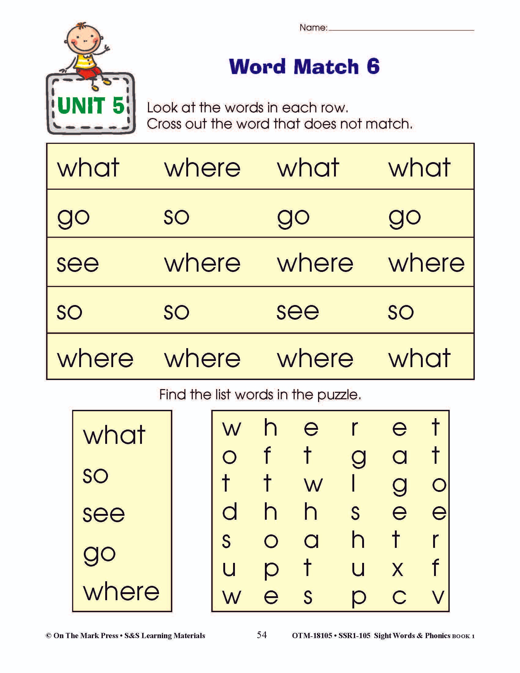 Sight Words & Phonics Book 1 Grades Junior Kindergarten to Grade 1