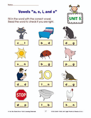 Sight Words & Phonics Book 1 Grades Junior Kindergarten to Grade 1