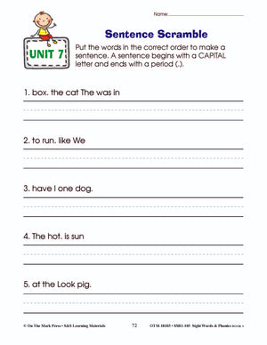 Sight Words & Phonics Book 1 Grades Junior Kindergarten to Grade 1