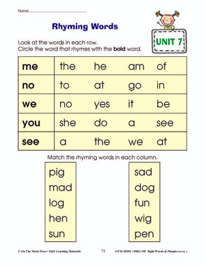 Sight Words & Phonics Book 1 Grades Junior Kindergarten to Grade 1