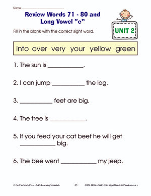 Sight Words & Phonics Book 2 Grades Junior Kindergarten to Grade 1