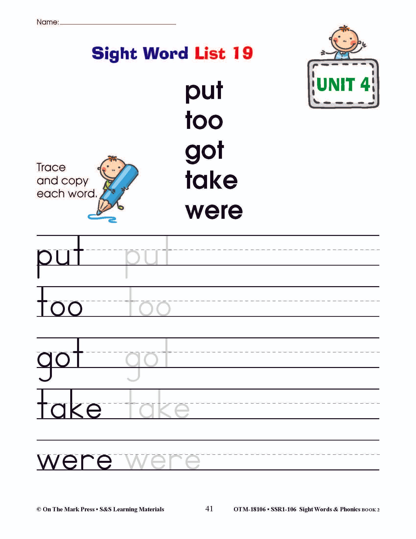 Sight Words & Phonics Book 2 Grades Junior Kindergarten to Grade 1