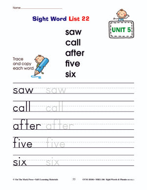 Sight Words & Phonics Book 2 Grades Junior Kindergarten to Grade 1
