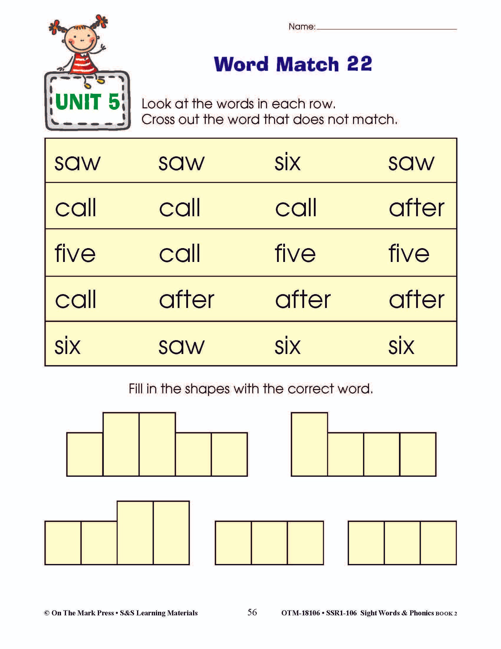 Sight Words & Phonics Book 2 Grades Junior Kindergarten to Grade 1