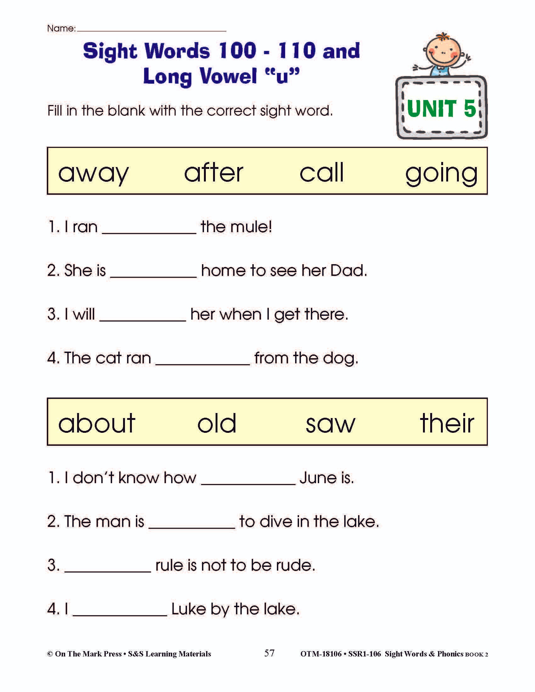 Sight Words & Phonics Book 2 Grades Junior Kindergarten to Grade 1