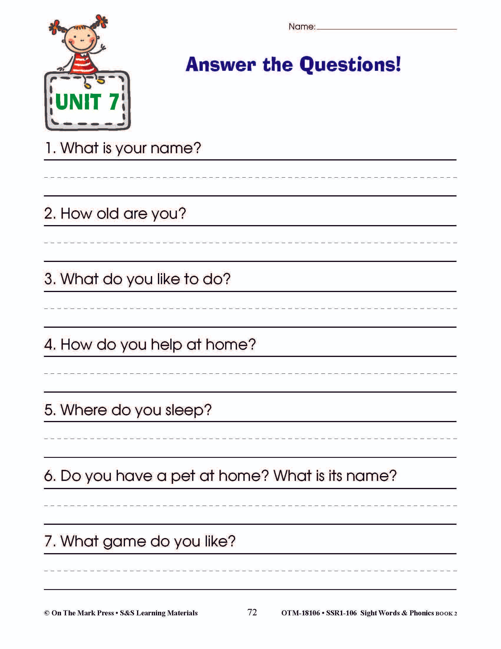 Sight Words & Phonics Book 2 Grades Junior Kindergarten to Grade 1