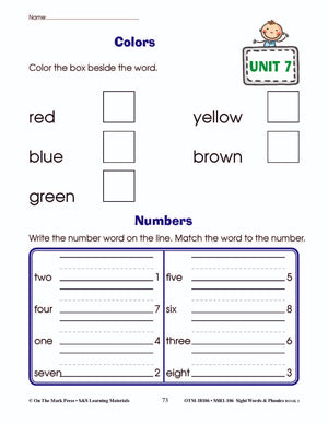 Sight Words & Phonics Book 2 Grades Junior Kindergarten to Grade 1