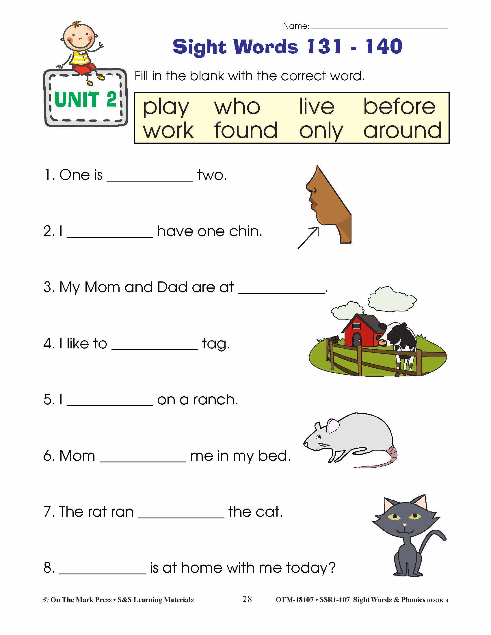 Sight Words & Phonics Book 3 Grades Junior Kindergarten to Grade 1