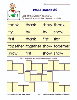 Sight Words & Phonics Book 3 Grades Junior Kindergarten to Grade 1