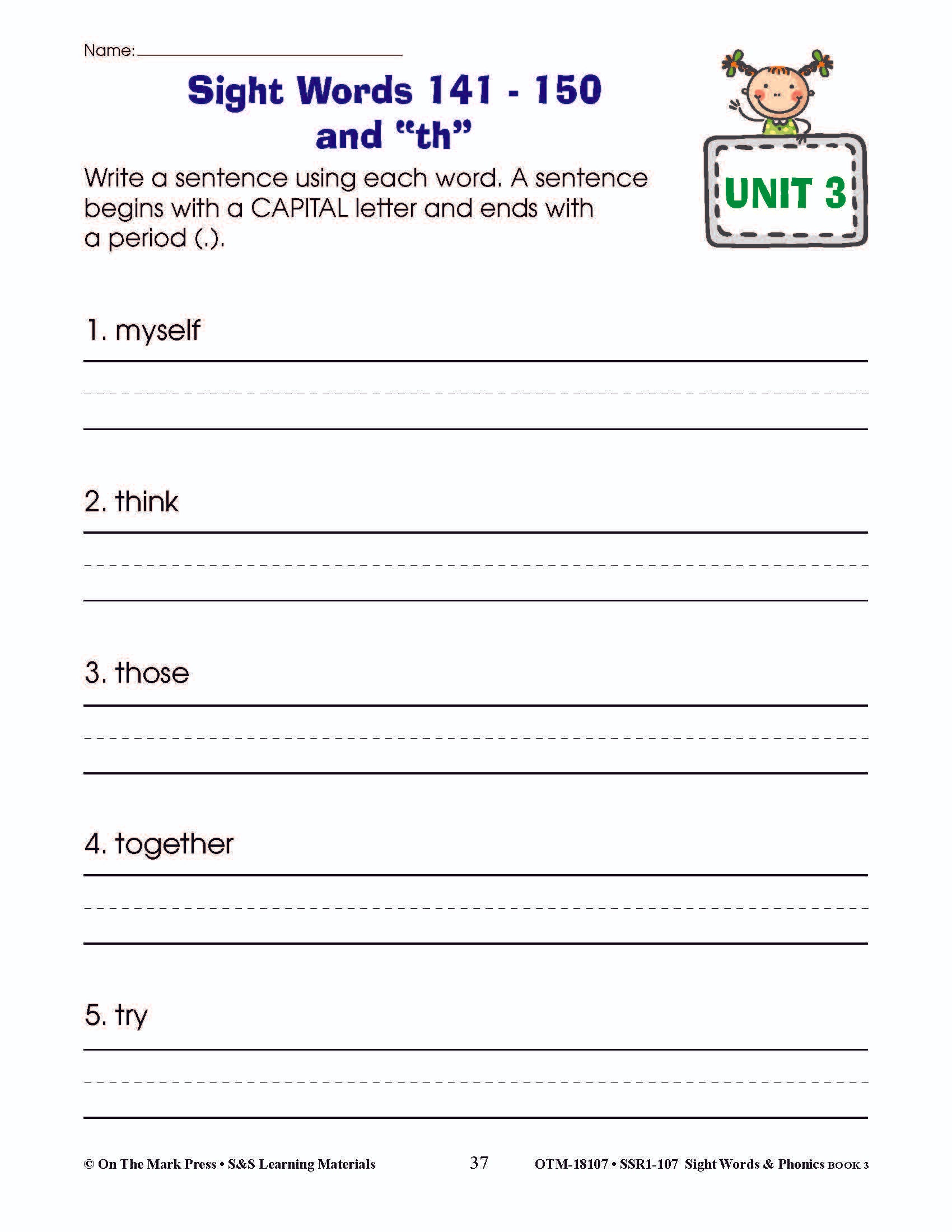 Sight Words & Phonics Book 3 Grades Junior Kindergarten to Grade 1