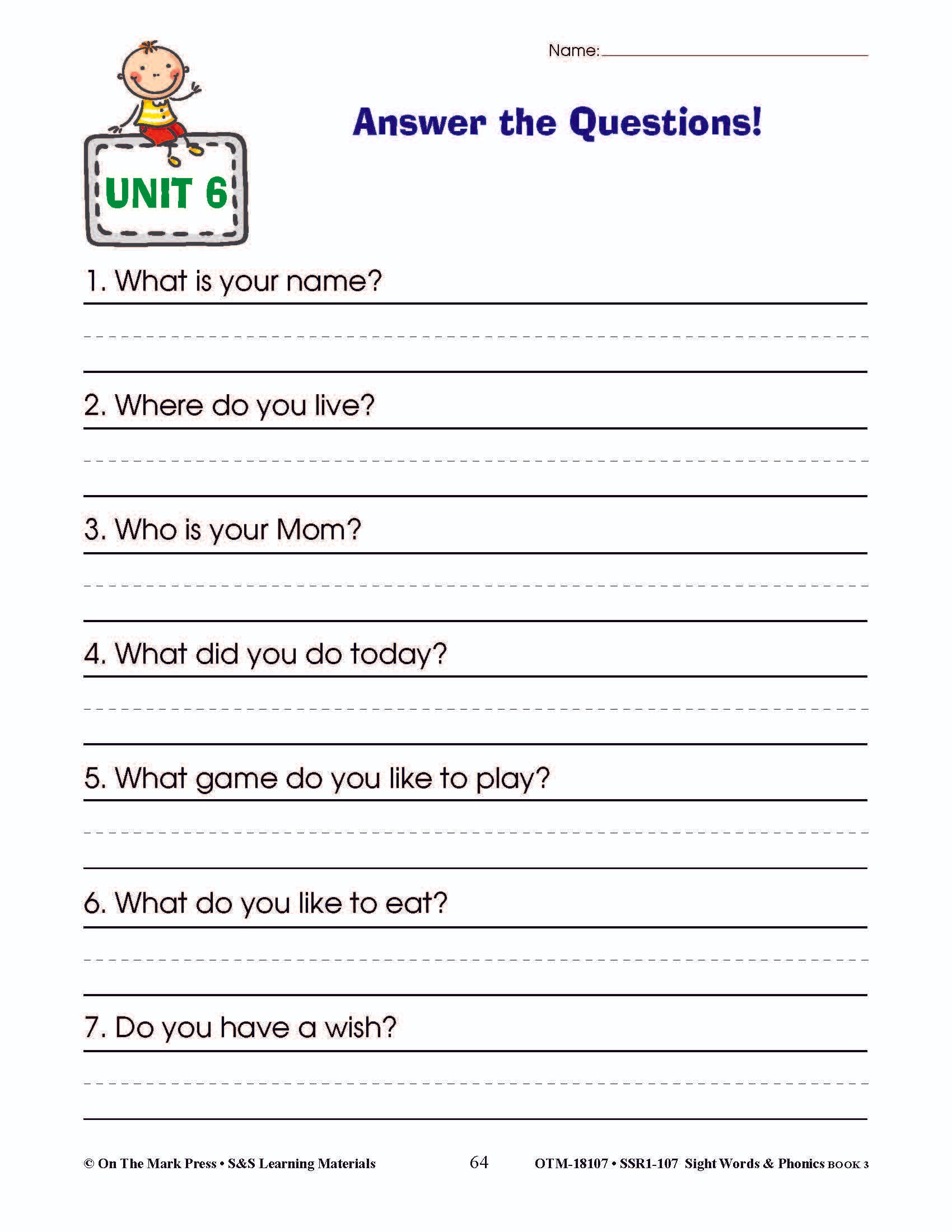 Sight Words & Phonics Book 3 Grades Junior Kindergarten to Grade 1