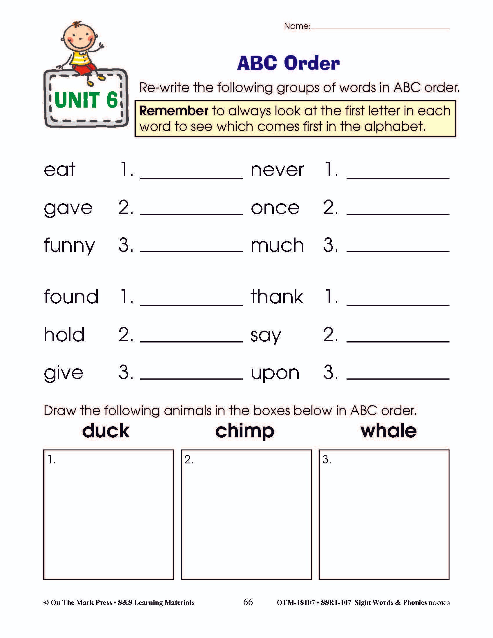 Sight Words & Phonics Book 3 Grades Junior Kindergarten to Grade 1