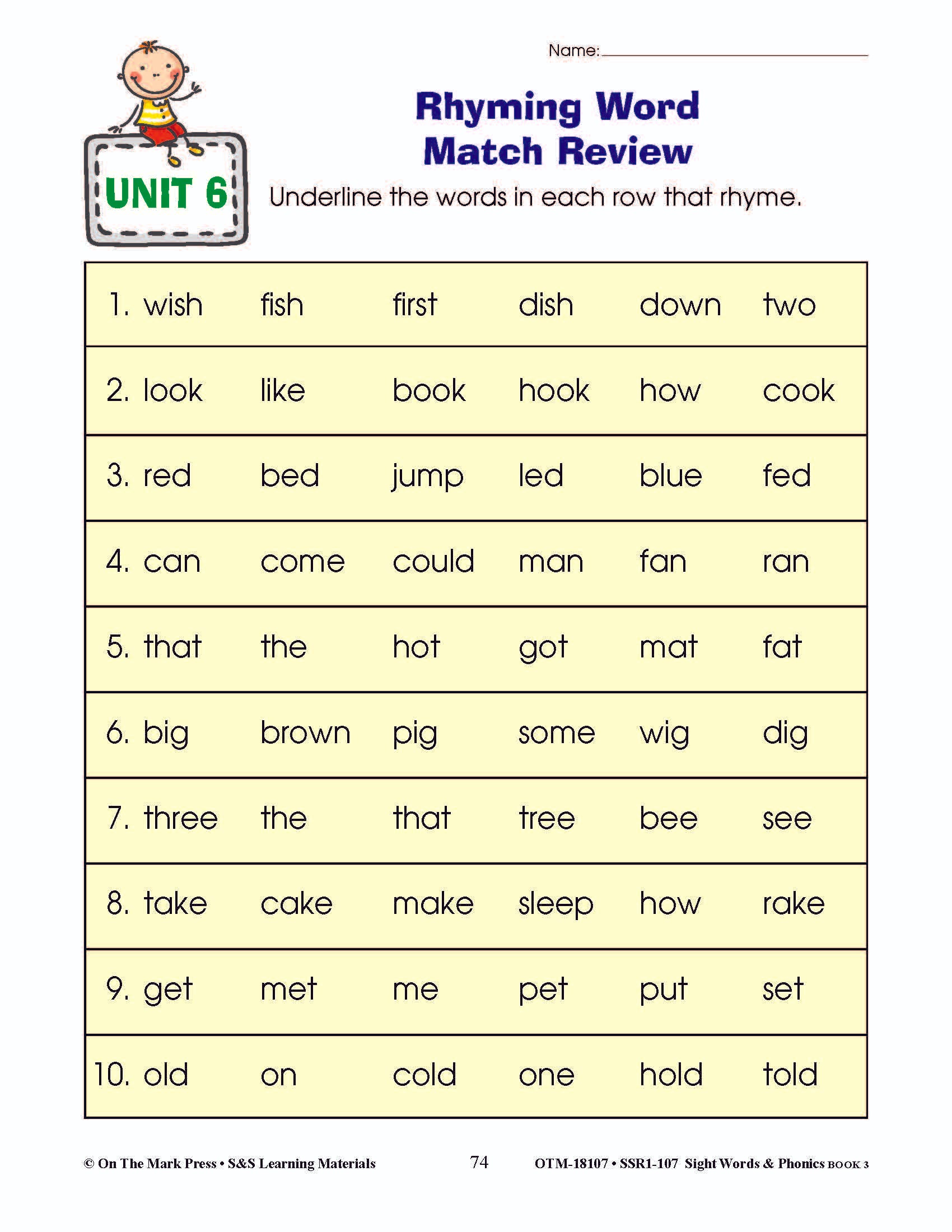 Sight Words & Phonics Book 3 Grades Junior Kindergarten to Grade 1