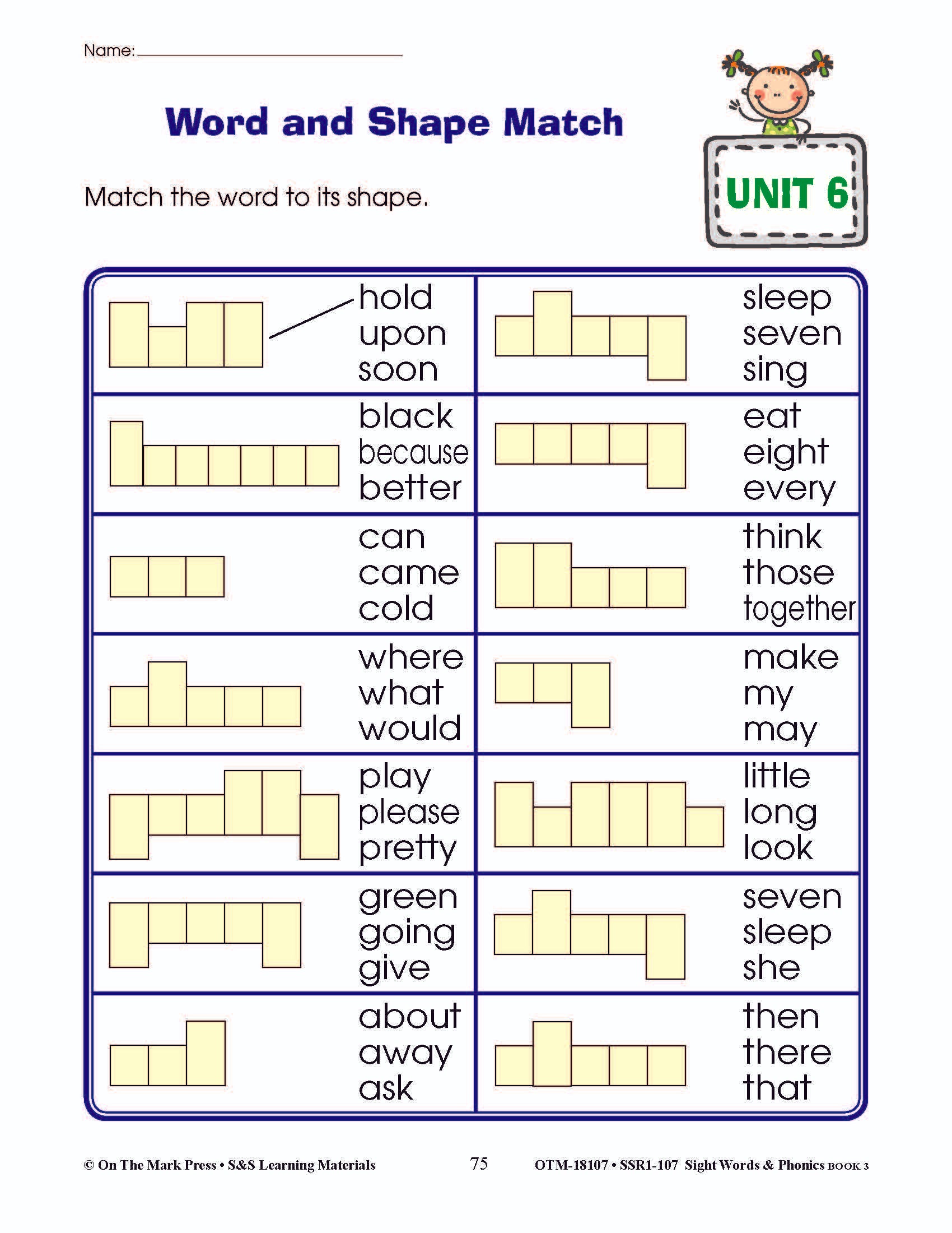 Sight Words & Phonics Book 3 Grades Junior Kindergarten to Grade 1