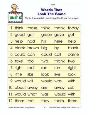 Sight Words & Phonics Book 3 Grades Junior Kindergarten to Grade 1