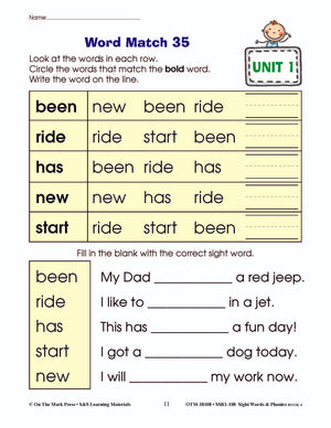 Sight Words & Phonics Book 4 Grades Junior Kindergarten to Grade 1