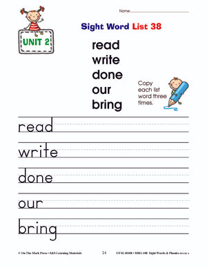 Sight Words & Phonics Book 4 Grades Junior Kindergarten to Grade 1