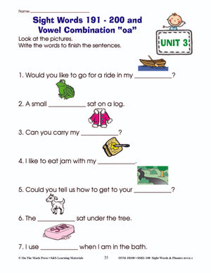 Sight Words & Phonics Book 4 Grades Junior Kindergarten to Grade 1