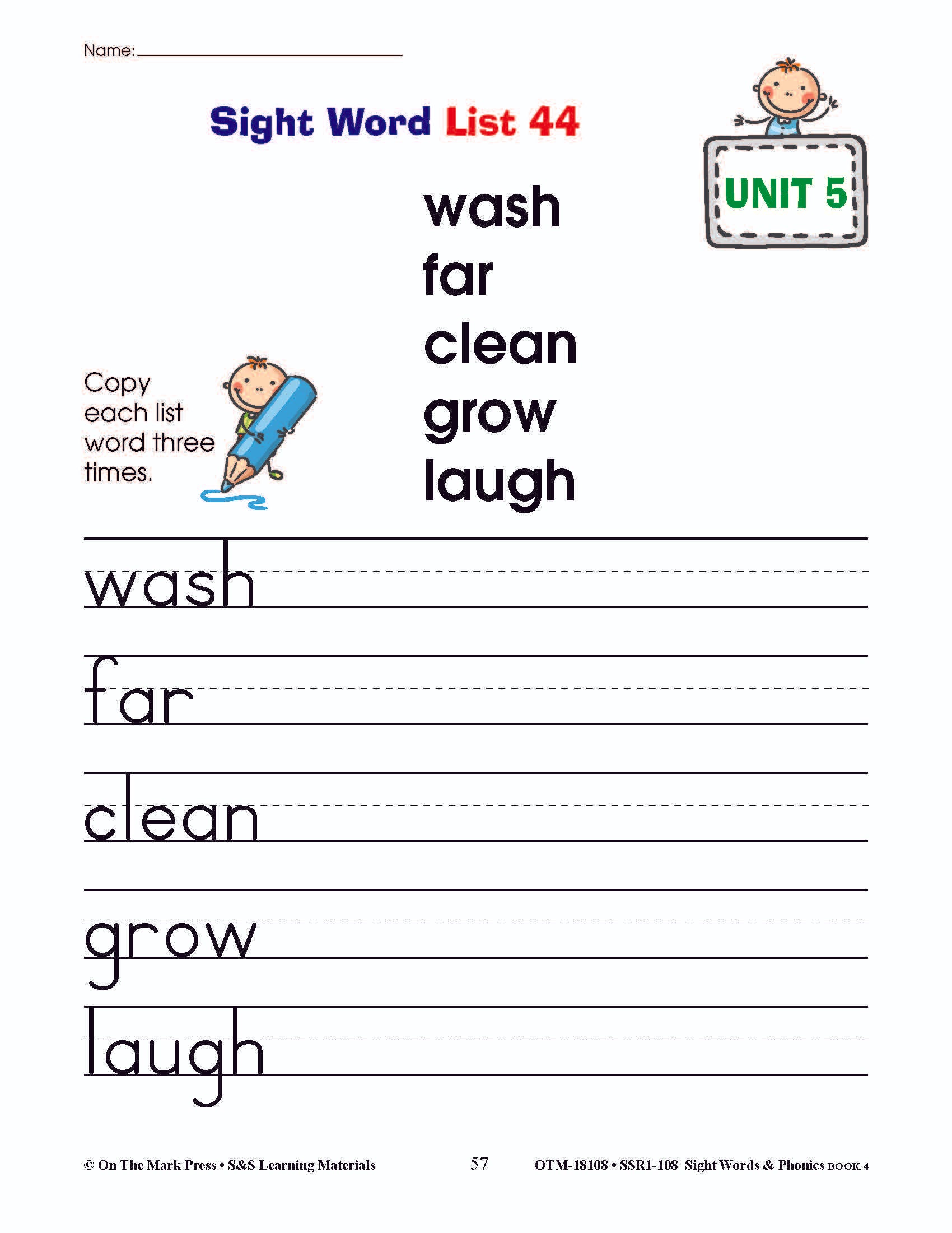 Sight Words & Phonics Book 4 Grades Junior Kindergarten to Grade 1