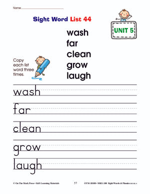 Sight Words & Phonics Book 4 Grades Junior Kindergarten to Grade 1