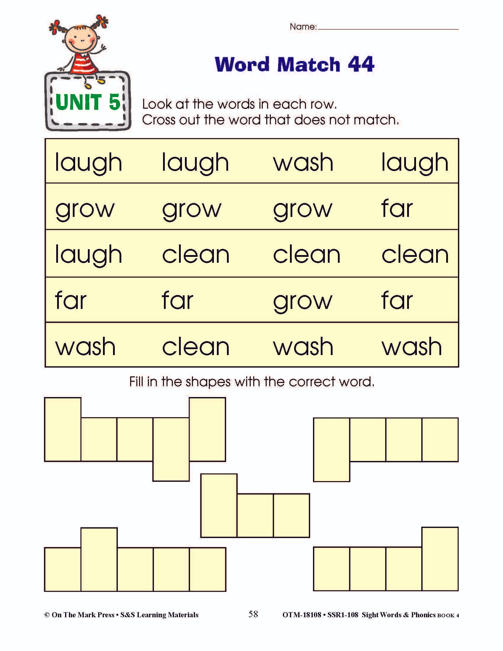 Sight Words & Phonics Book 4 Grades Junior Kindergarten to Grade 1