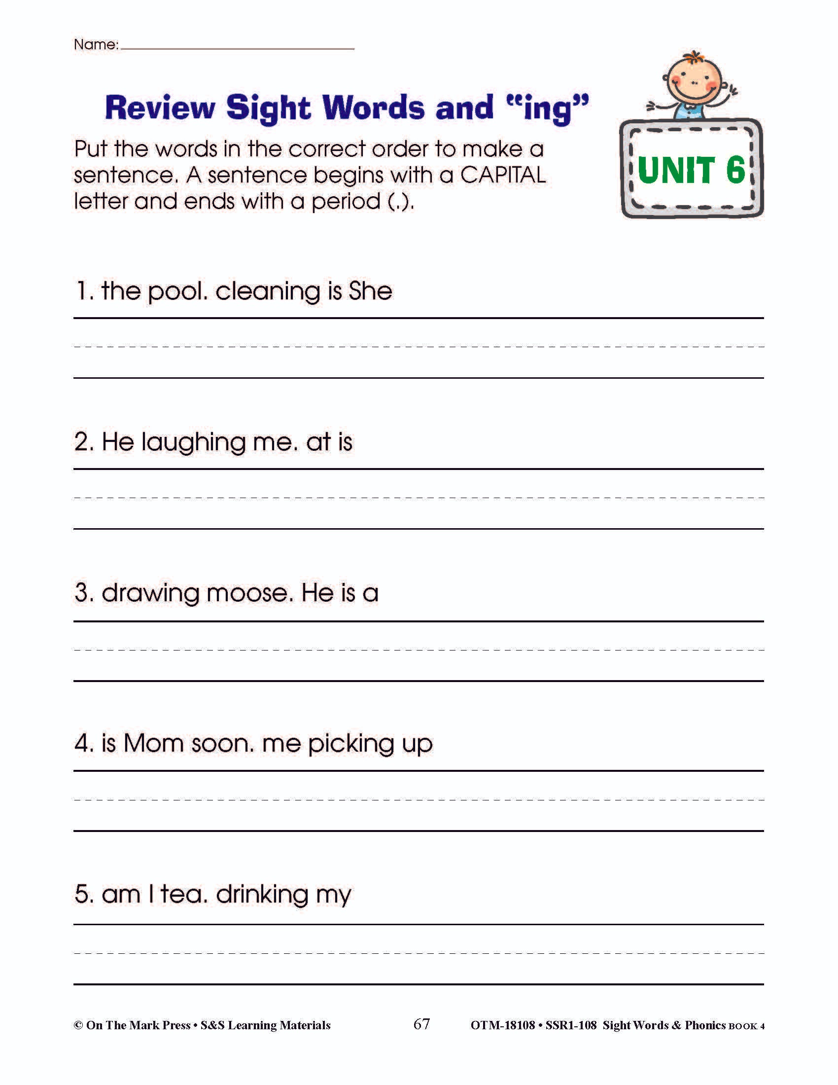 Sight Words & Phonics Book 4 Grades Junior Kindergarten to Grade 1