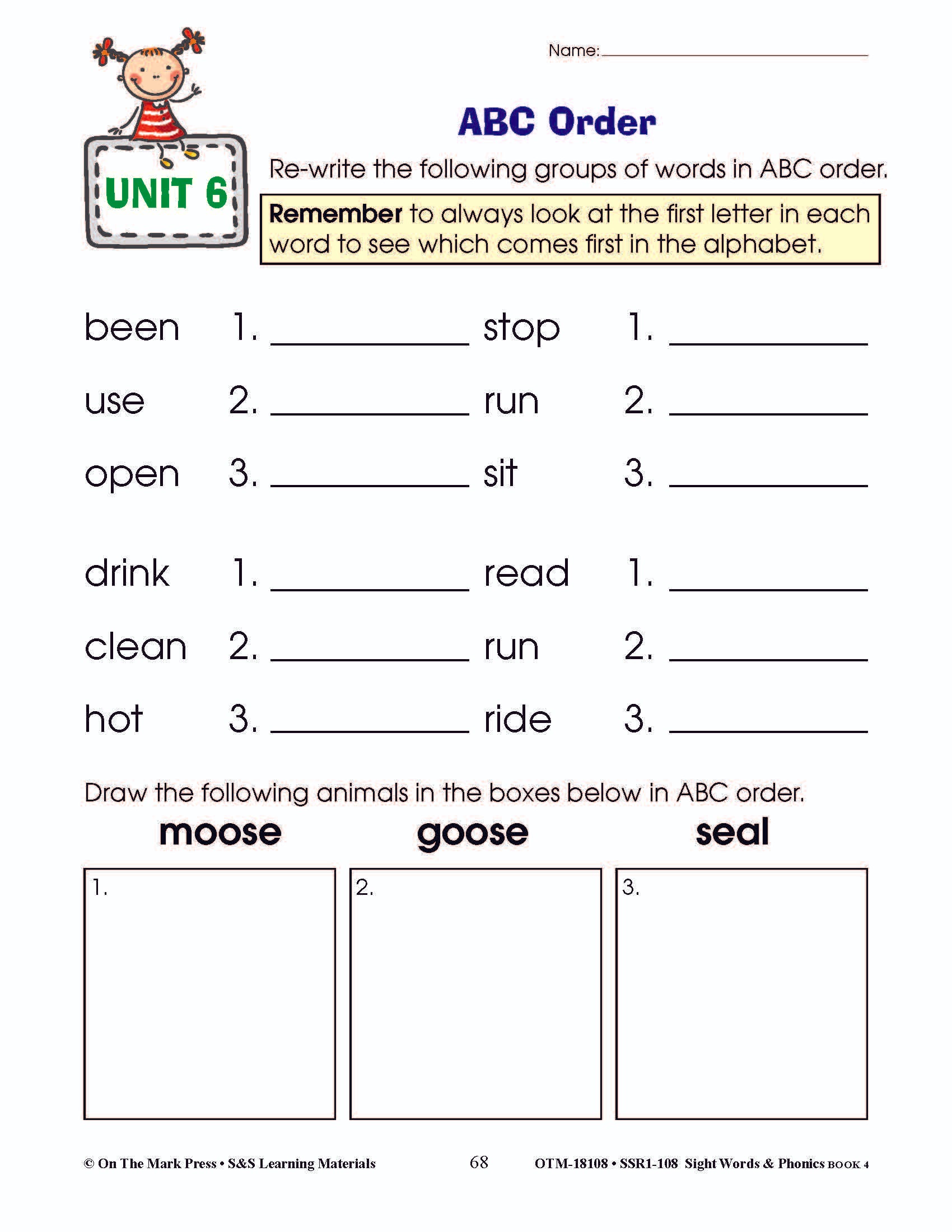 Sight Words & Phonics Book 4 Grades Junior Kindergarten to Grade 1