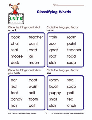 Sight Words & Phonics Book 4 Grades Junior Kindergarten to Grade 1