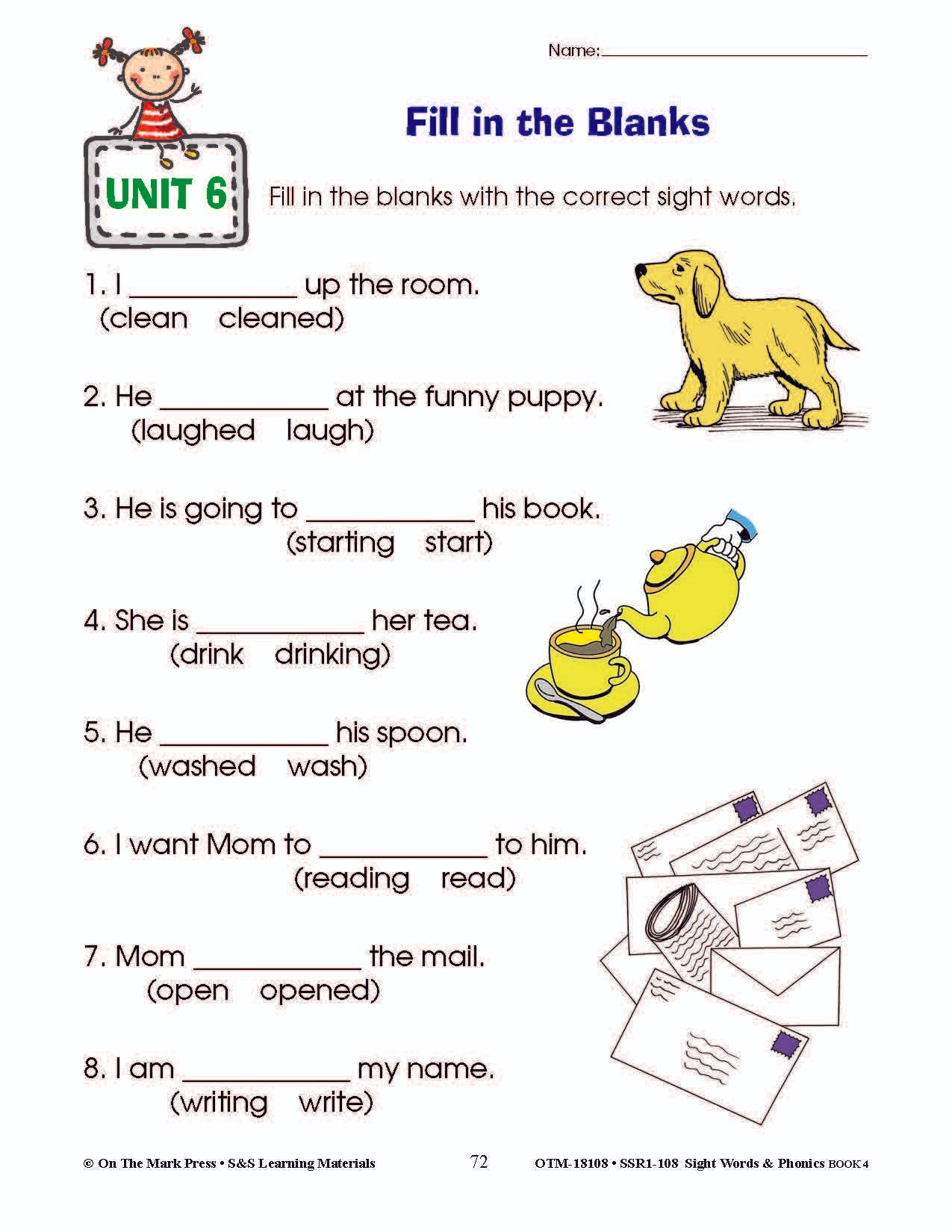 Sight Words & Phonics Book 4 Grades Junior Kindergarten to Grade 1