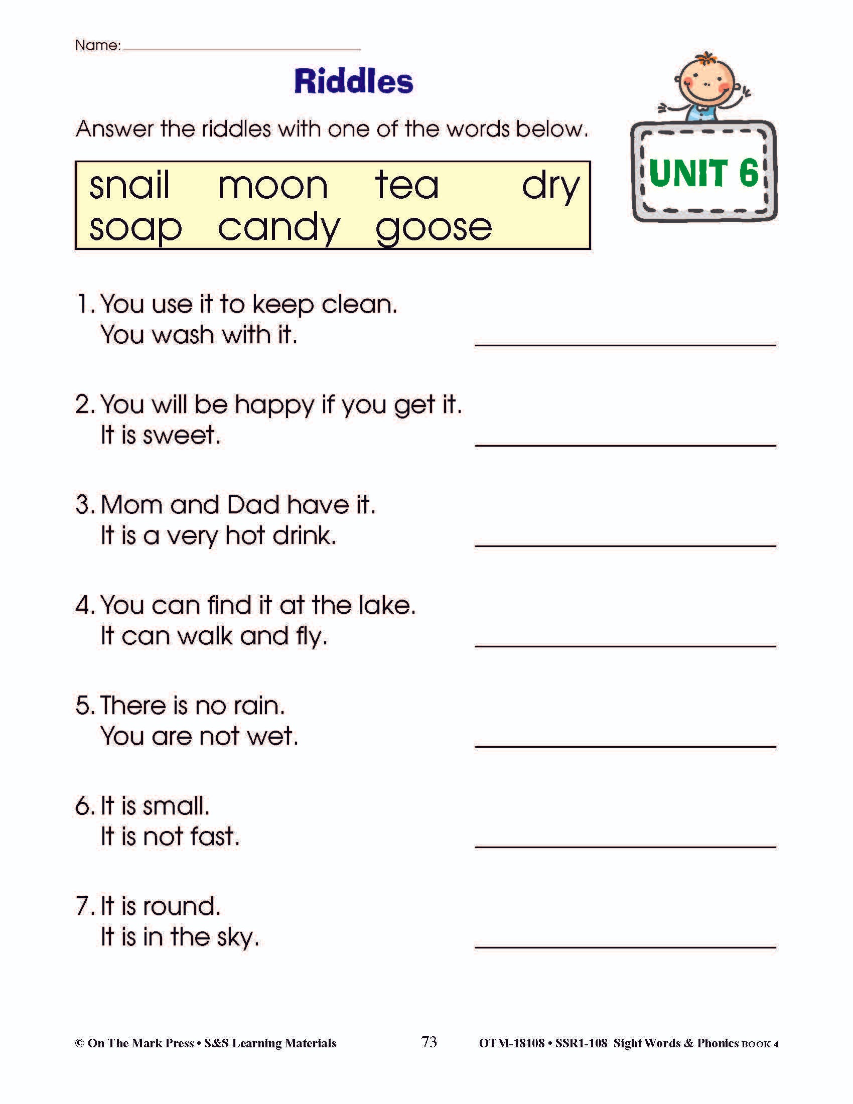 Sight Words & Phonics Book 4 Grades Junior Kindergarten to Grade 1