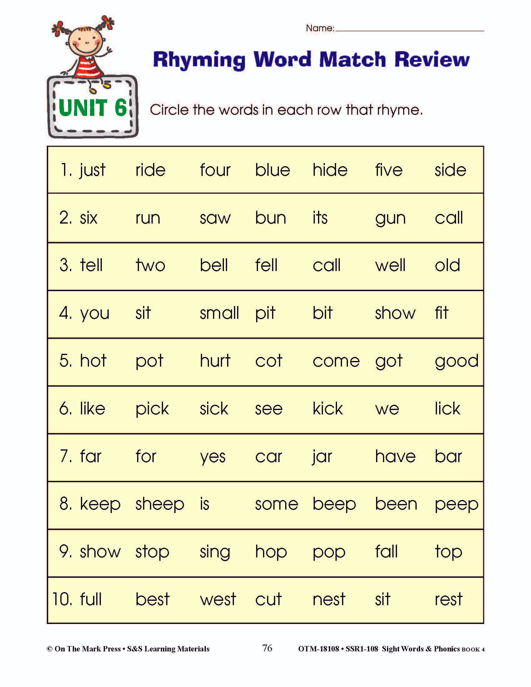 Sight Words & Phonics Book 4 Grades Junior Kindergarten to Grade 1