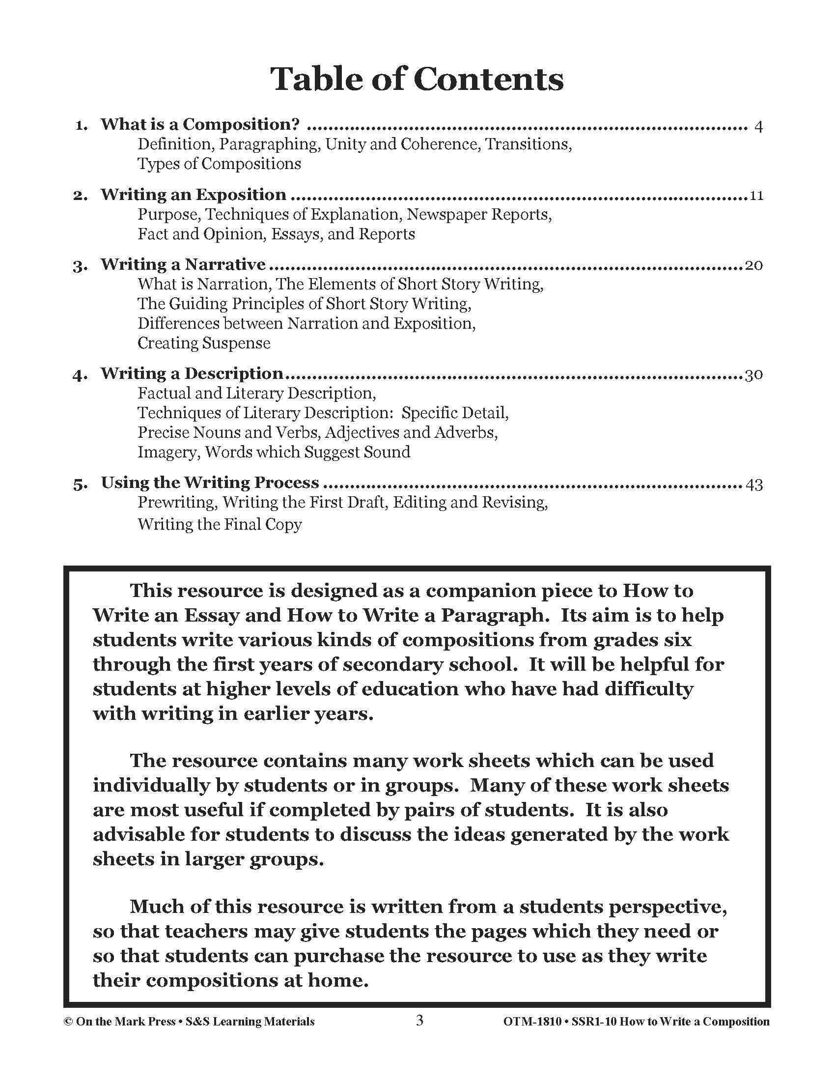 How to Write a Composition Grades 6-10