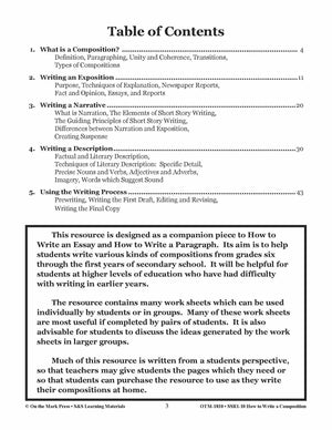 How to Write a Composition Grades 6-10
