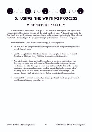 How to Write a Composition Grades 6-10