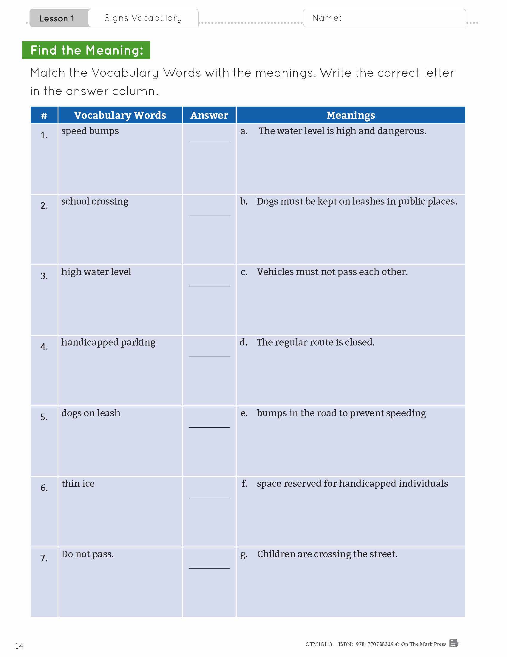 ESL - Vocabulary Development for Intermediate Students