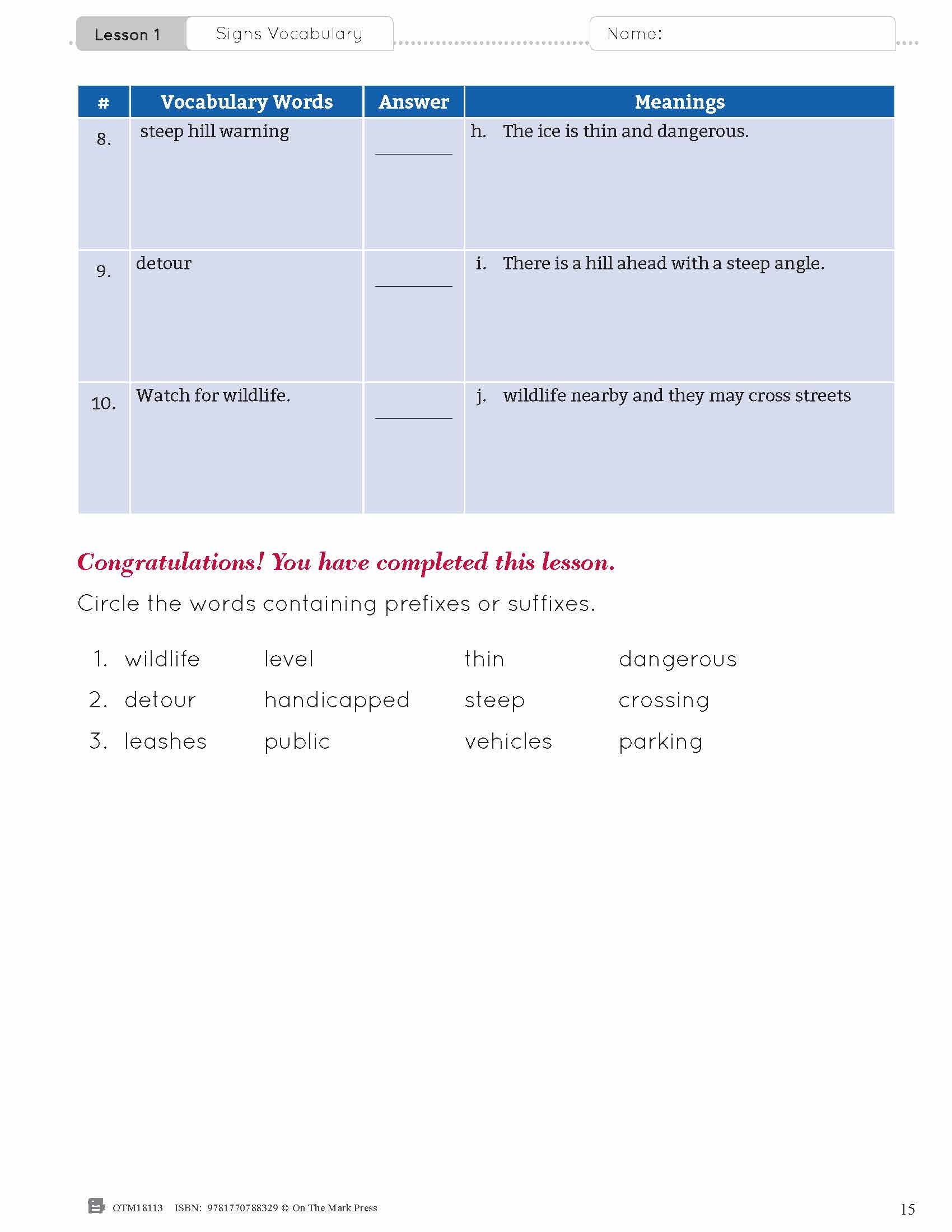 ESL - Vocabulary Development for Intermediate Students