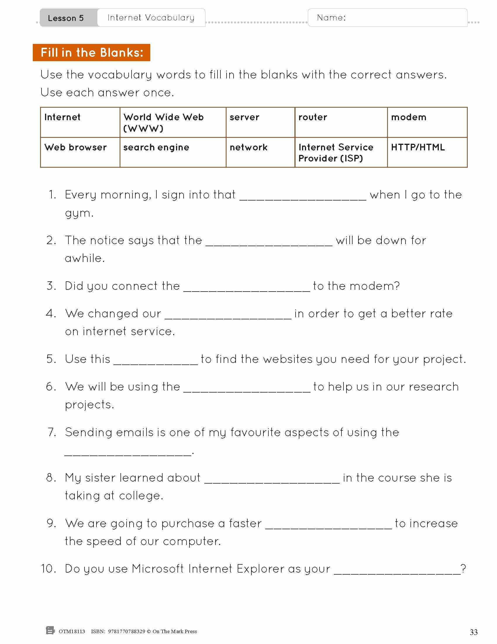 ESL - Vocabulary Development for Intermediate Students