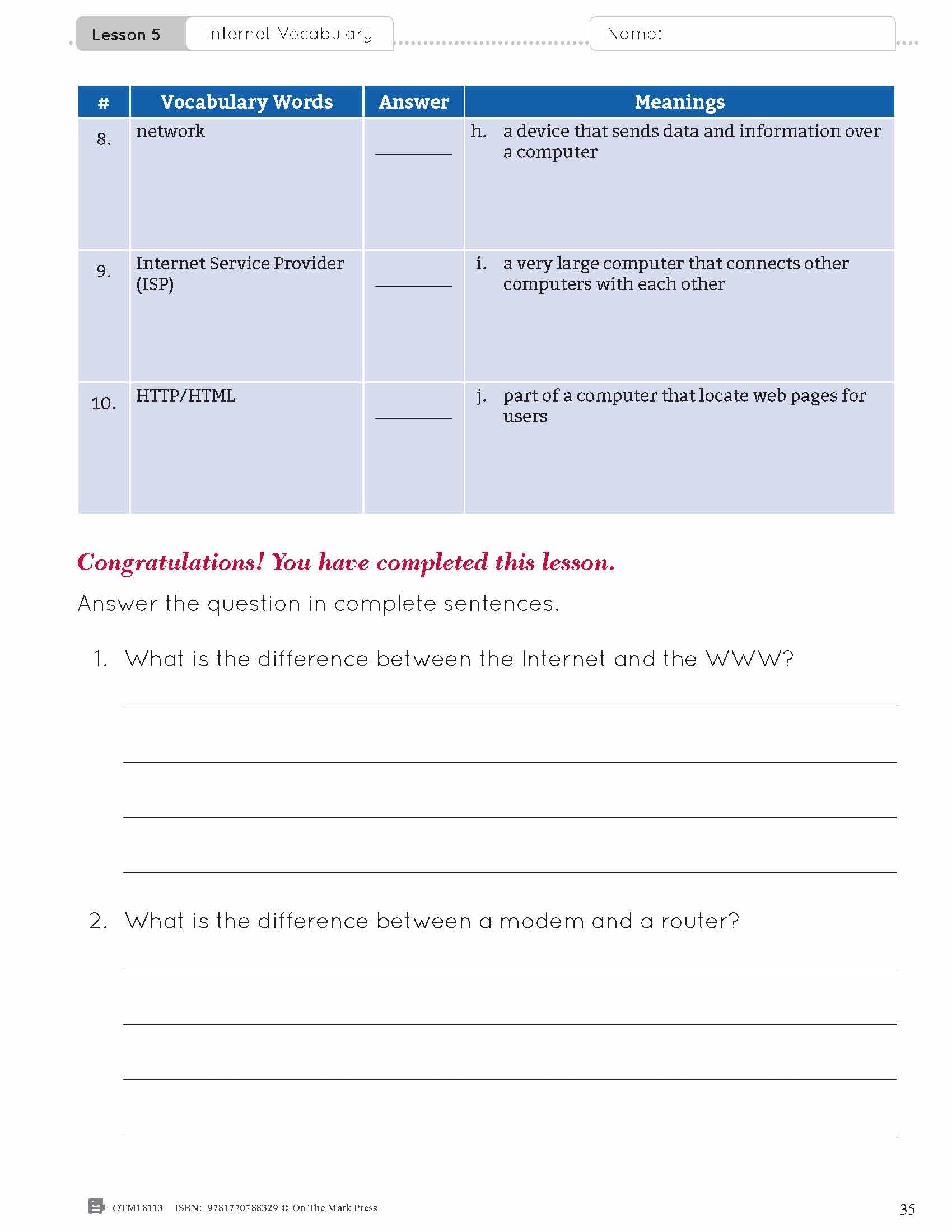 ESL - Vocabulary Development for Intermediate Students