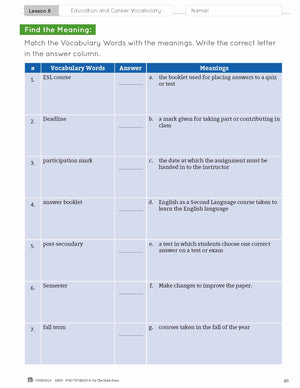 ESL - Vocabulary Development for Intermediate Students
