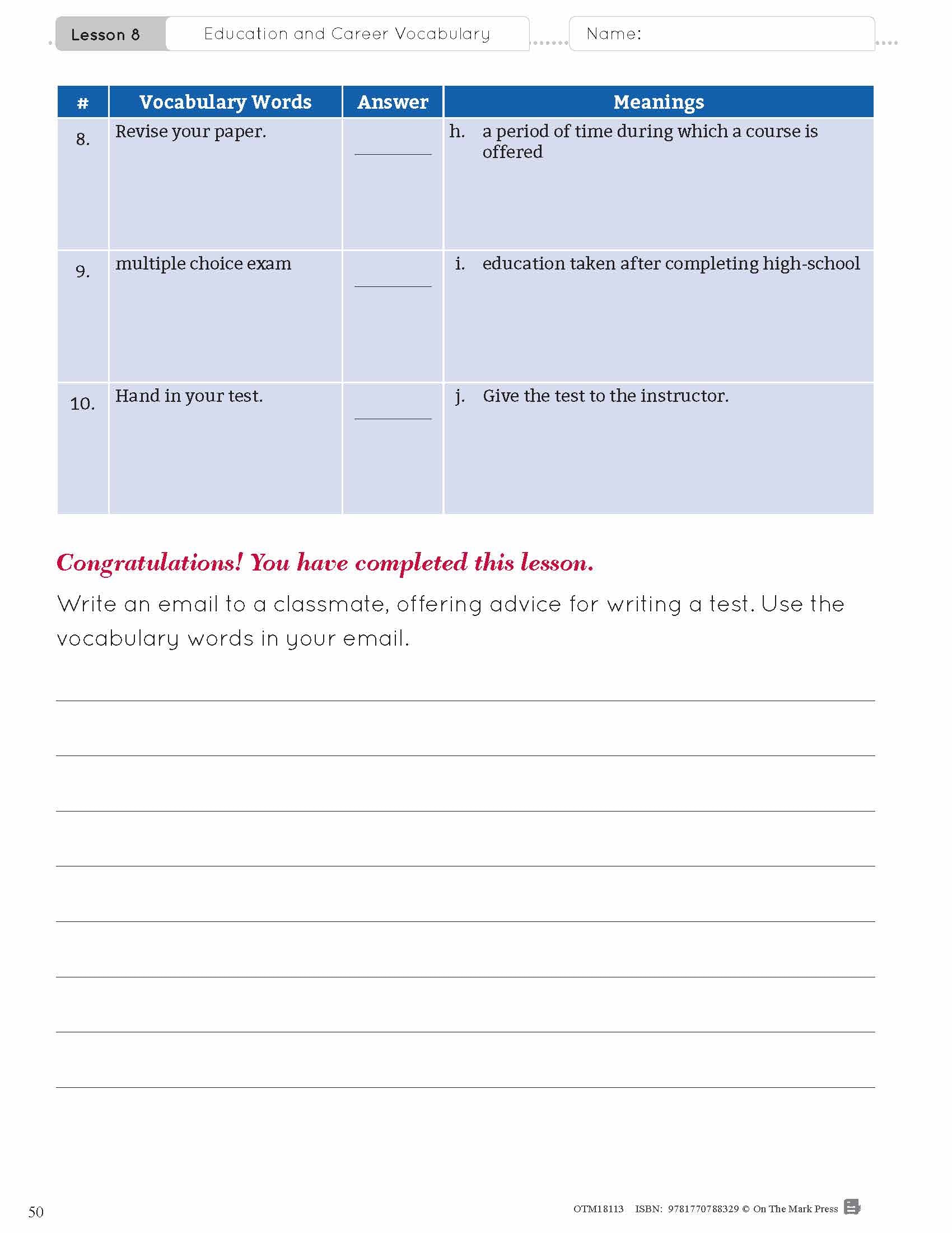 ESL - Vocabulary Development for Intermediate Students