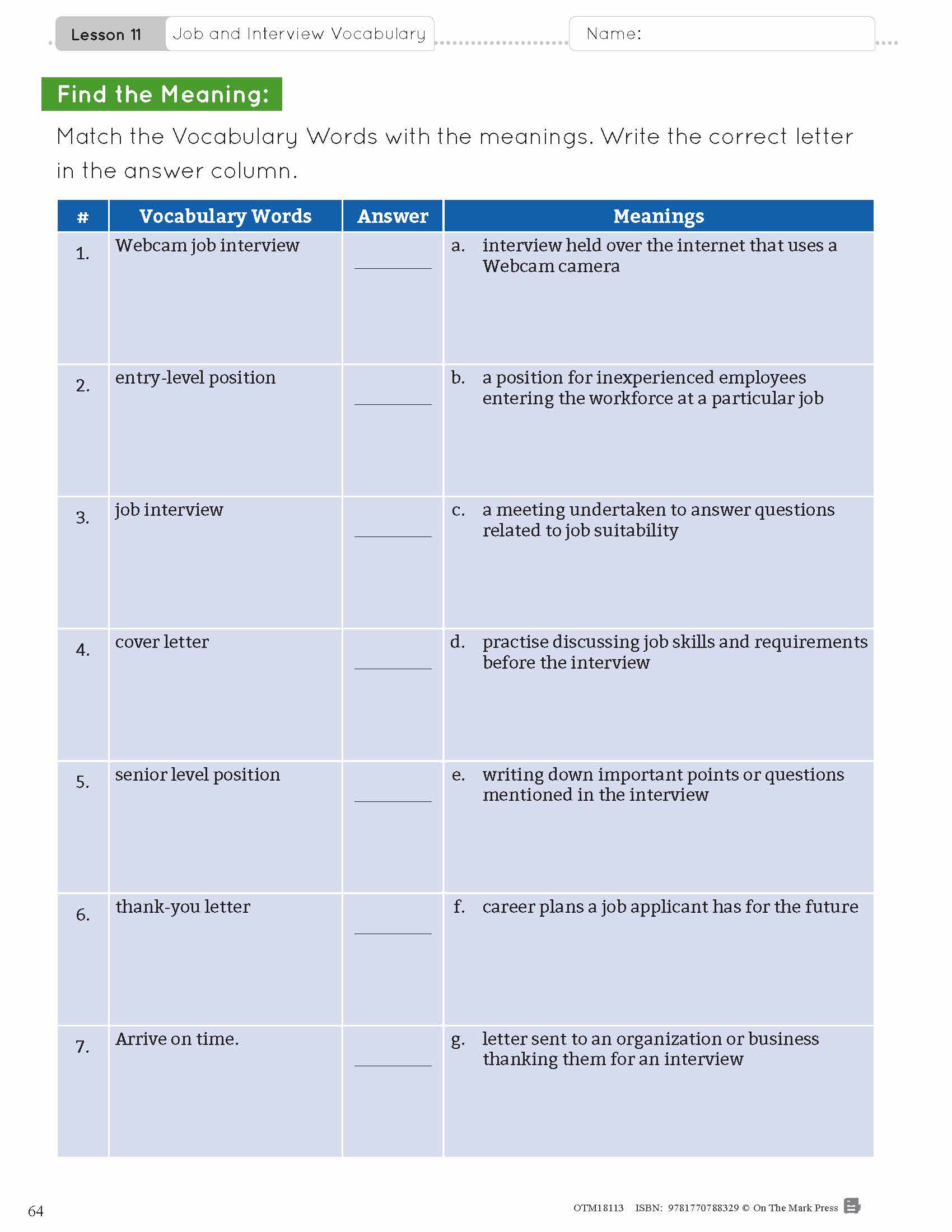 ESL - Vocabulary Development for Intermediate Students